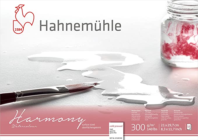 Hahnemuhle Harmony Watercolour Block 300gms/140lbs - Cold Pressed / NOT - A4