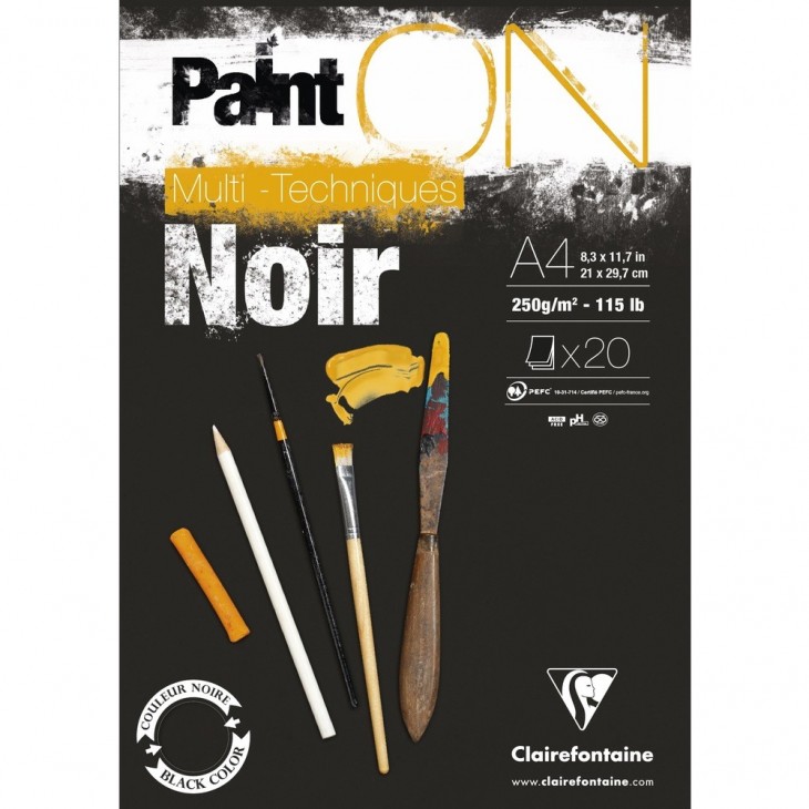 Clairefontaine PaintON Mixed Media Pad - Black - A4