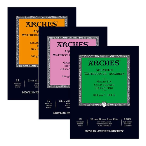 Arches Aquarelle Glued Pad – 300gms/140lb - Hot Pressed - A4