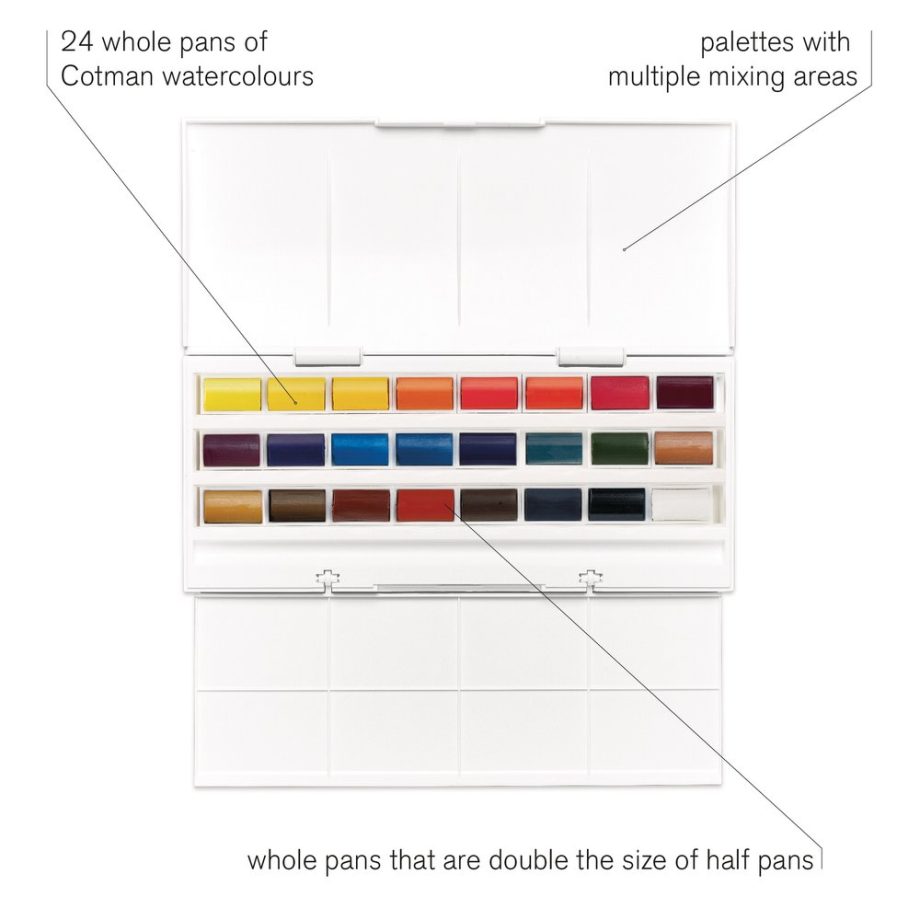 W&N Cotman Watercolour Studio Set - 24 Whole Pans