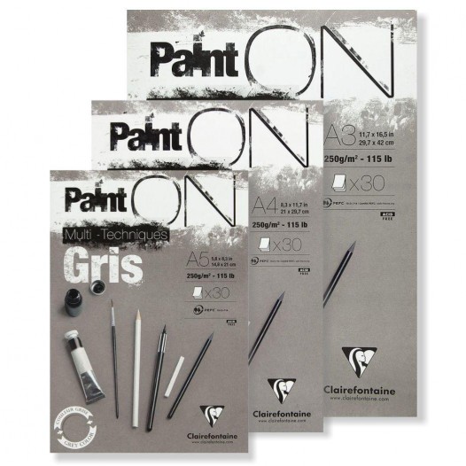 Clairefontaine PaintON Mixed Media Pad - Grey - A4