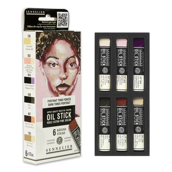 Sennelier Oil Stick Set - Dark Tones Portrait - 6 x 12ml