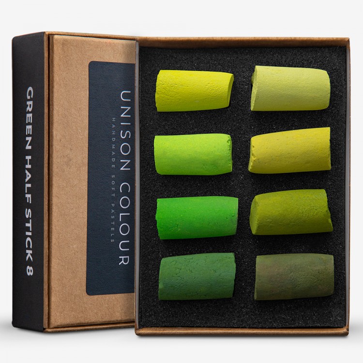 Unison Soft Pastel Mini Set - 8 Half Sticks - Green