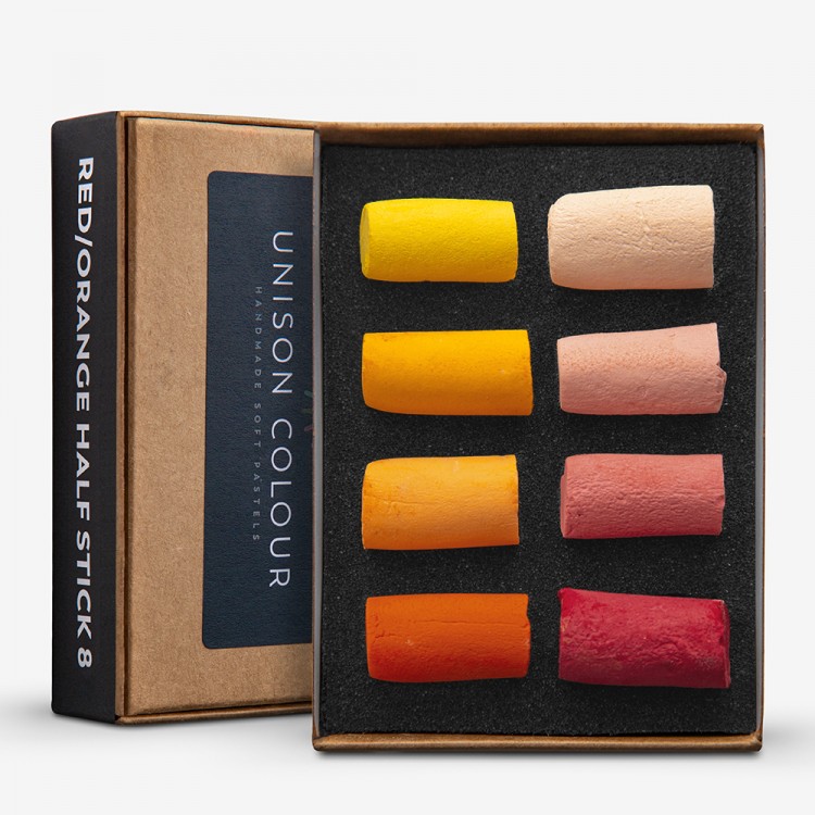 Unison Soft Pastel Mini Set - 8 Half Sticks - Red/Orange
