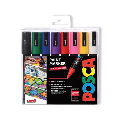 Posca PC-5M Medium Bullet Tip Markers - set of 8 standard colours