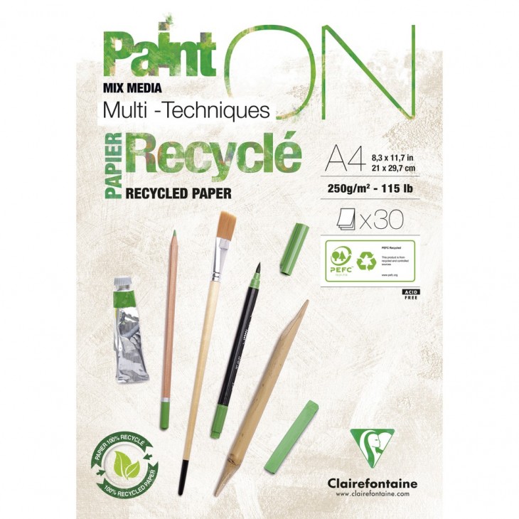 Clairefontaine PaintON Mixed Media Pad - Recycled White - A4