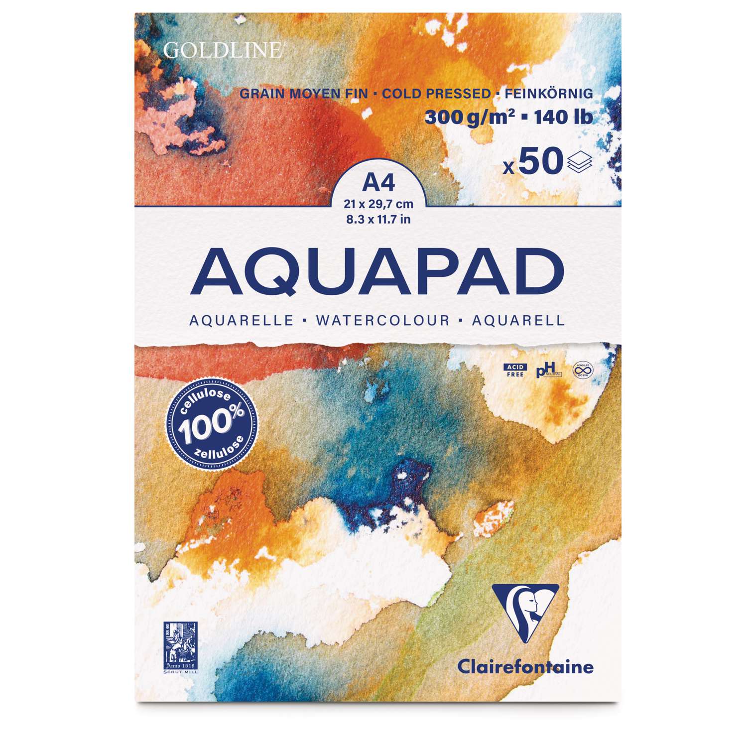 Clairefontaine Aquapad Glue Watercolour Pad - A4 - 50 sheets
