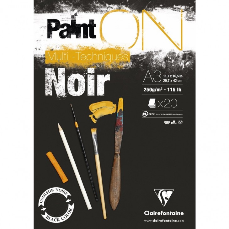 Clairefontaine PaintON Mixed Media Pad - Black - A3