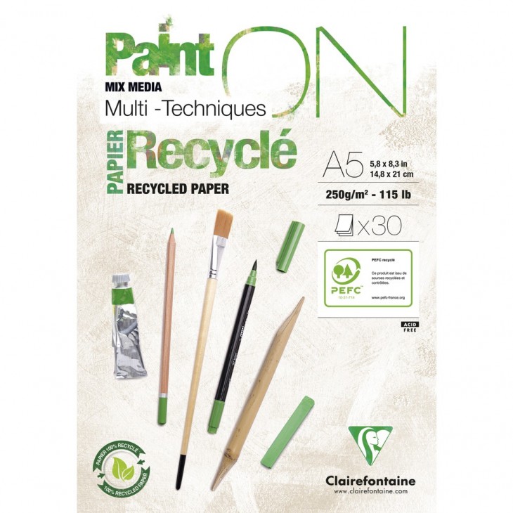 Clairefontaine PaintON Mixed Media Pad - Recycled White - A5