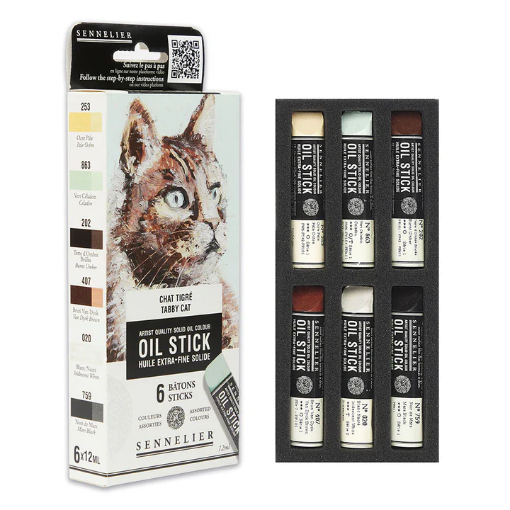 Sennelier Oil Stick Set - Tabby Cat - 6 x 12ml