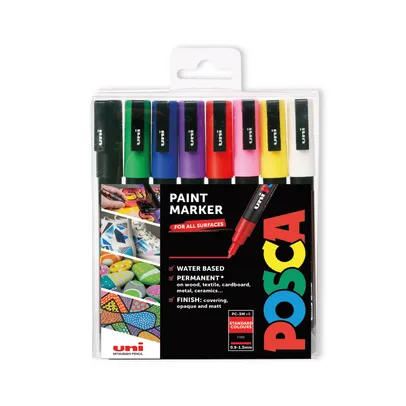 Posca PC-3M Fine Bullet Tip Markers - set of 8 standard colours