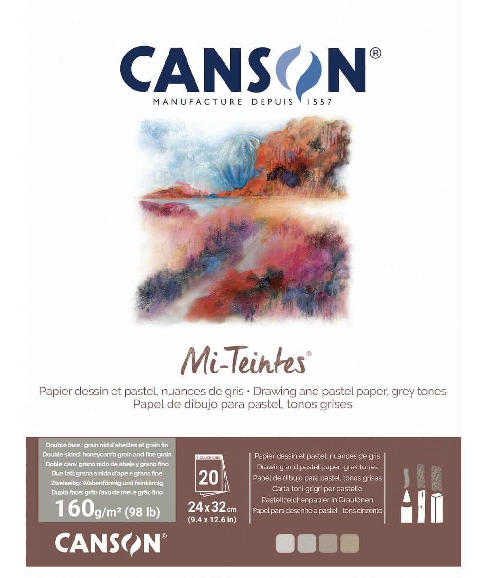 Canson Mi-Teintes Glued Pad 24 x 32 cm - Grey Tones