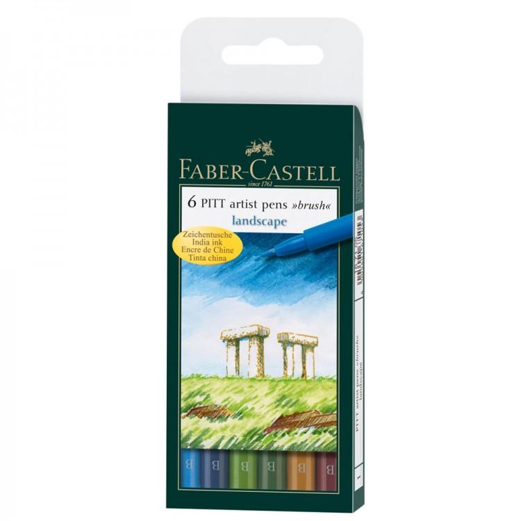 Faber Castell Pitt Brush Pen Set - Wallet of 6 Landscape