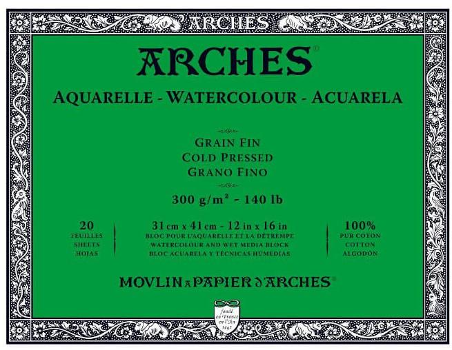 Arches Aquarelle Block - 140lb/300gsm - NOT - 12x16"