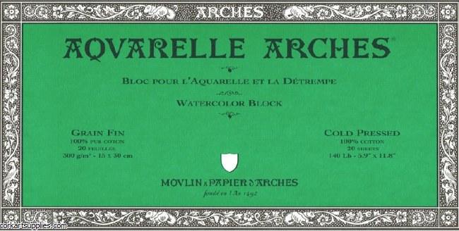 Arches Aquarelle Block - 140lb/300gsm - NOT - 6x12"