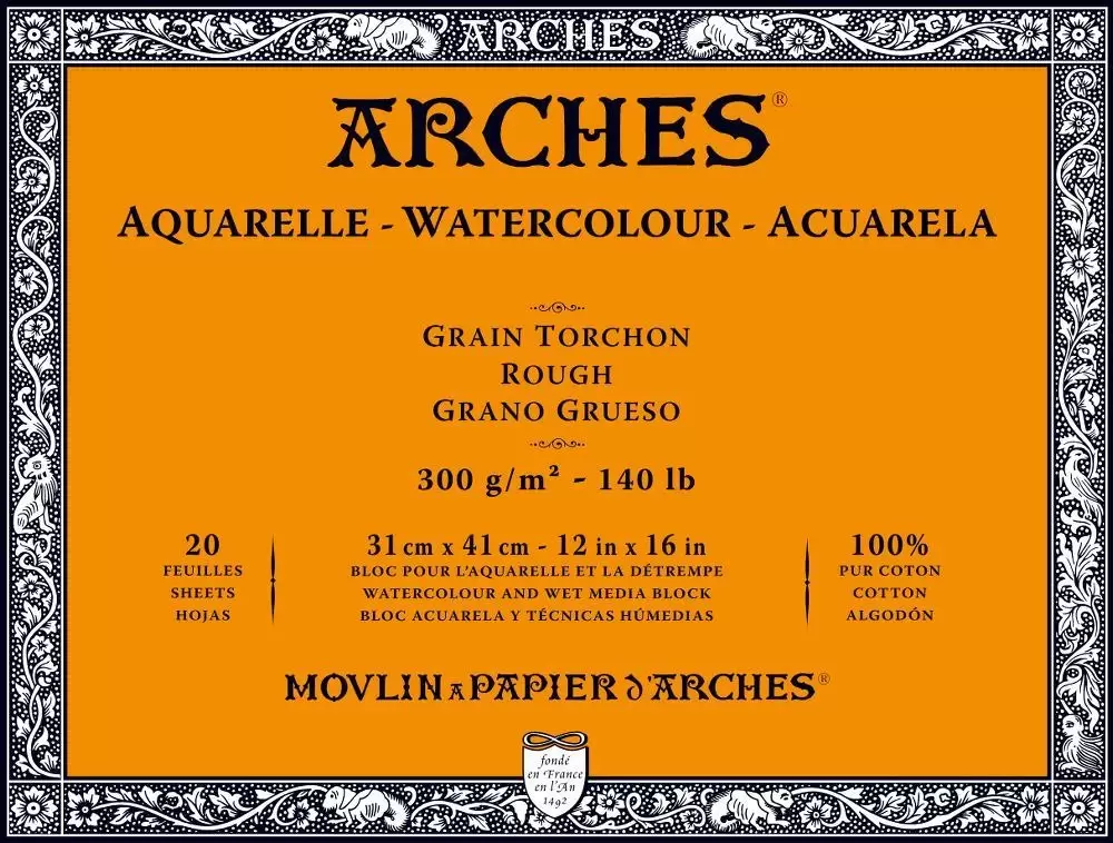 Arches Aquarelle Block - 140lb/300gsm - Rough - 12x16"