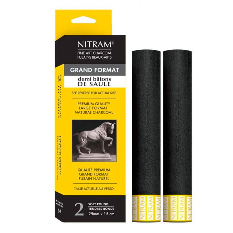 Nitram Fine Art Charcoal Demi Baton de Saule (25mm x 2)