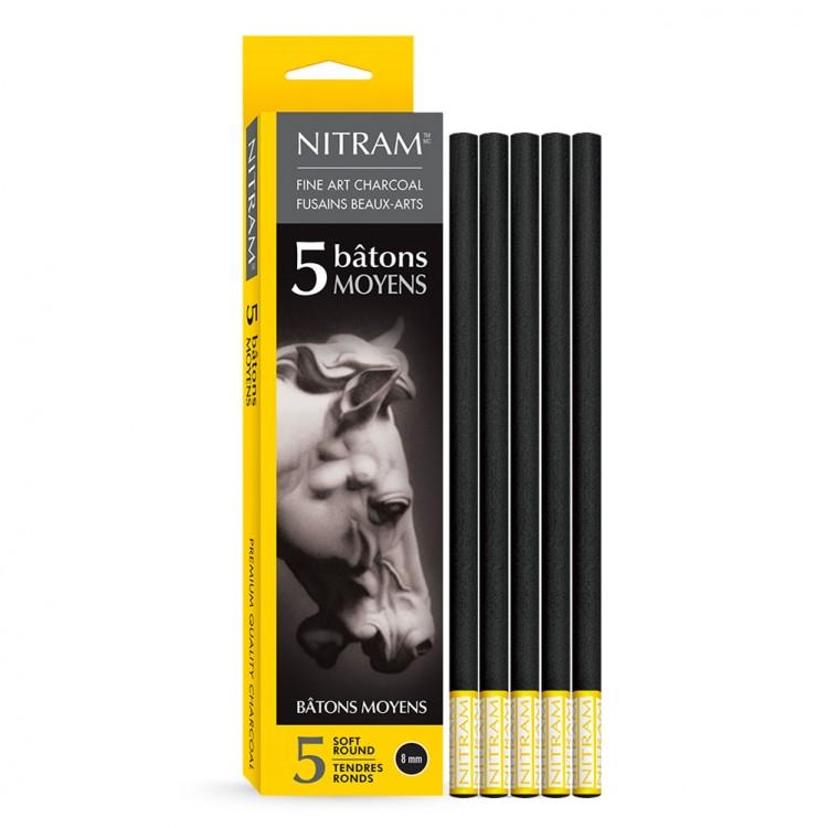 Nitram Fine Art Charcoal Batons Moyens (8mm)
