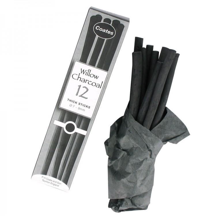 Coates Willow Charcoal - 12 Thick Sticks
