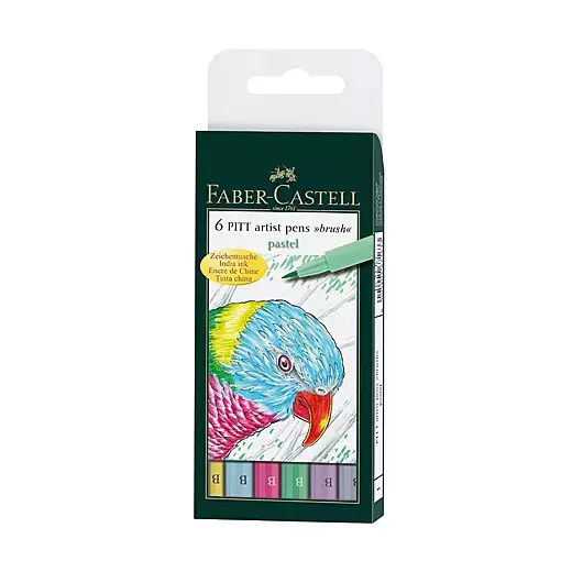 Faber Castell Pitt Brush Pen Set - Wallet of 6 Pastel
