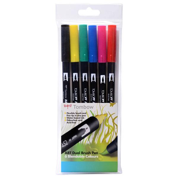 Tombow ABT Watersoluble Brush Pen Set of 6 - Primary