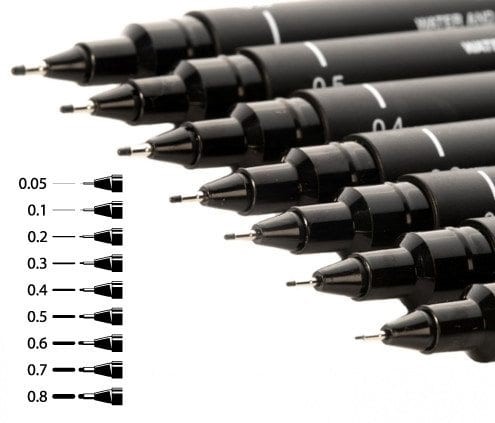 Drawing Pen (Uni Pin) Fine Line Black 0.03, 0.05, 0.1