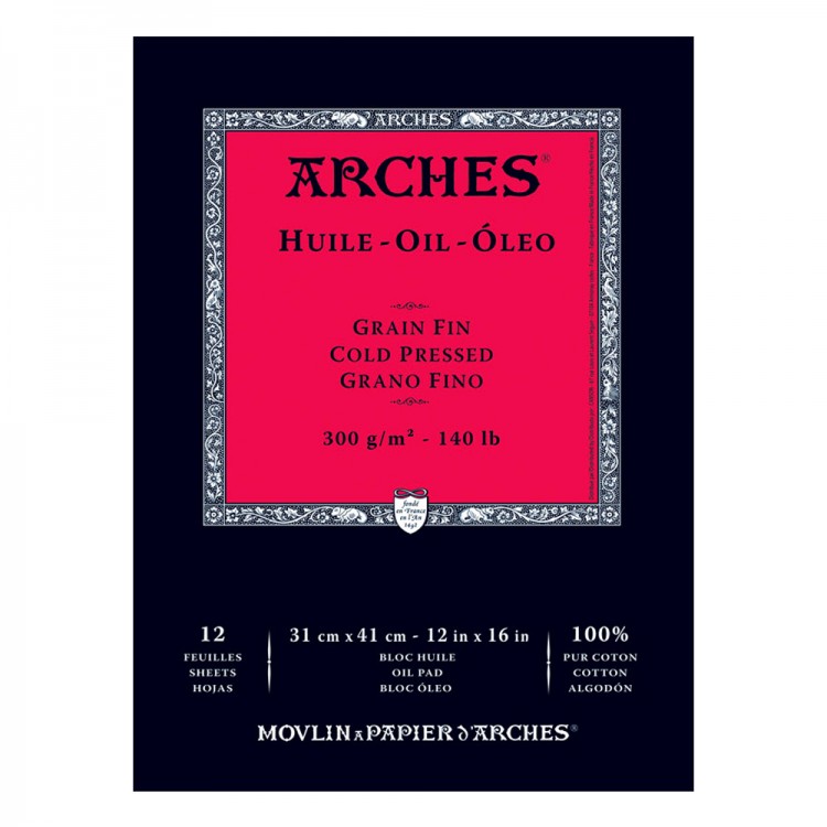 Arches for Oil Pad 12x Sheets 140lbs - 31 x 41cm (12x16")